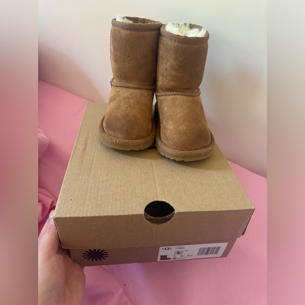 Uggs with box size 6c Gently used. Marks as shown in pictures